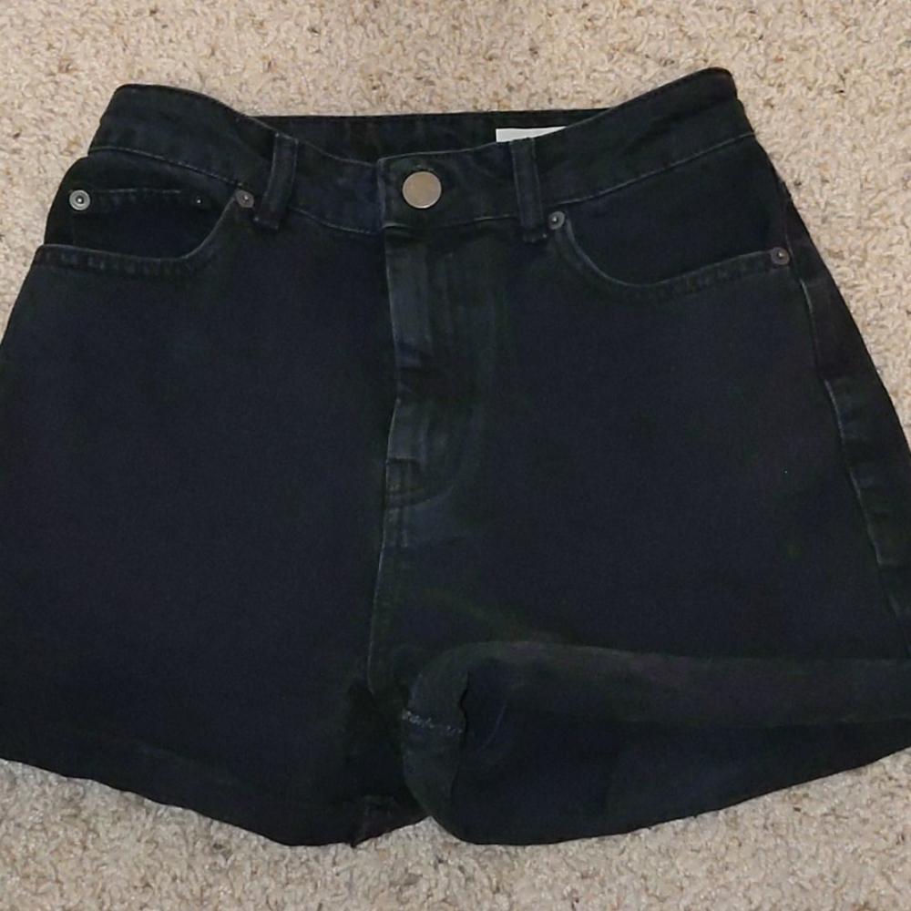 Black denim shorts